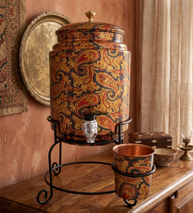 Distributeur d'eau artisanal en cuivre avec finition martelée et robinet en laiton, style vintage, Matka décorative pour la maison, grande capacité - Product Image 6