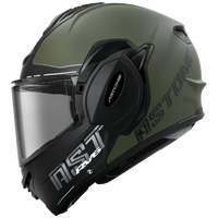 Nouveau casque Astone Helmets RV6 VANTAGE rabattable en vert mat/blanc, matériau ABS, garantie 1 an, équipement pour motards