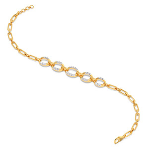 Bracelet en diamants à cinq cercles entrelacés avec chaîne en or jaune et design central à cadre rond ouvert - Product Image 3