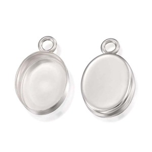 Componente de Plata de Ley S925, Bisel Ovalado de 6x8 mm, para Venta al por Mayor, Componente Metálico Negro Fundido, Colgante, Accesorios de Joyería - Product Image 1