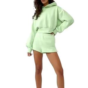 ชุดเซ็ตเสื้อฮู้ดแฟชั่นผู้หญิงพิมพ์ลายตามสั่ง ชุดสองชิ้นขาสั้น ชุดพิมพ์ลาย 2 ชิ้นสำหรับผู้หญิง ขายส่ง ชุดลำลองผู้หญิง - Product Image 1