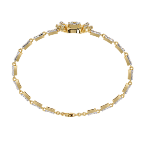 Women's 18K Gold Plated Diamond Star Chain <b>Bracelet</b> Princess Cut Channel Setting Classic Style Alloy Jewelry Wedding - Product Image 3
