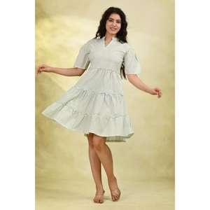 ชุดมินิเดรสผ้าฝ้ายแบบเป็นมิตรต่อสิ่งแวดล้อม ซักได้ เหมาะสำหรับงานปาร์ตี้ สำหรับผู้หญิง ดีไซน์ทันสมัย สวมใส่สบาย ให้ลุคยามเย็นสุดเก๋ ทรงเอไลน์ - Product Image 3