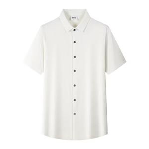 Men's Casual Solid Oxford <b>Short</b> <b>Sleeve</b> <b>Dress</b> <b>Shirt</b> Single Breasted with Stand Collar Anti-Wrinkle Summer ODM Supply - Product Image 5