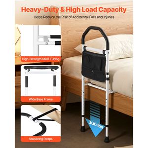 Sponda letto regolabile in altezza per supporto anziani, corrimano in PU con tubo in acciaio al carbonio - Product Image 3