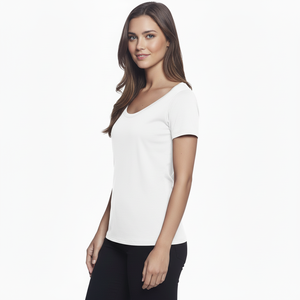 Women Tshirt Casual Solid short Sleeve Tshirts Lightweight Breathable T-Shirt <b>with</b> Knitted Jersey Fabric Eco-Friendly <b>top</b> - Product Image 3