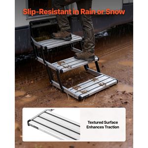 Scala a 3 Gradini per Camper, Capacità di Carico 440 Libbre, Retrattile Manuale Telescopica in Lega di Alluminio, Accessori Esterni per Camper - Product Image 4