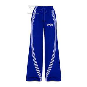 Pantalones Deportivos Anchos para Mujer con Paneles Laterales Curvos y Rayas Tejidas, Ropa de la Hermandad Griega Zeta Phi Beta 1920, Venta al Por Mayor - Product Image 1