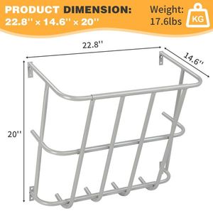 Support à foin en acier robuste de 22,8 po de long, à fixation murale, pour chevaux et chèvres, grande capacité, mangeoires multi-panniers pour animaux - Product Image 6