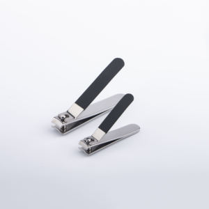 High Gloss Stainless Steel Nail Clippers 2pcs Size Non-slip Black Plastic Handle Sharp Tool for Cutting Nails Size Treatment - Product Image 1