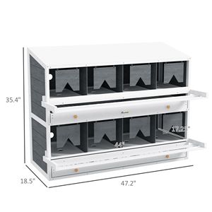 Nido per galline in legno a 8 scomparti per 16-32 galline con vassoi per la raccolta delle uova e posatoi - Product Image 3