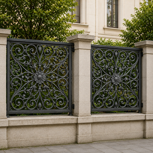 Cast Iron Decorative <b>Panel</b> Ornate Wrought Iron Scrollwork Floral Pattern Architectural Metal Insert Gate Fence <b>Window</b> Grill - Product Image 6