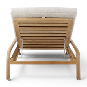 Modern Outdoor Teak Wood Sun Lounger Chair with Adjustable Backrest Waterproof <b>Cushion</b> Garden Patio Poolside Daybed Furniture - Product Image 5