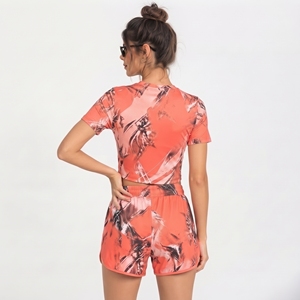 Conjunto Deportivo para Mujer, Top Corto y Pantalones Cortos, Estampado por Sublimación, Ropa Deportiva para Correr y Entrenar - Product Image 4