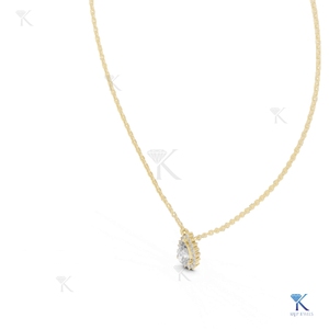 จี้เพชรทรงลูกแพร์แบบ Halo  ทองคำแท้ 14K 18K สำหรับผู้หญิง รูปทรงหยดน้ำ  เครื่องประดับเจ้าสาว ขายส่งจากผู้ผลิต - Product Image 4