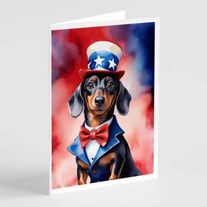 Dachshund Patriotic American Whimsical A7 Blank Note Cards Pack of 8 with <b>Envelopes</b> <b>5x7</b> Size Greeting Cards - Product Image 1