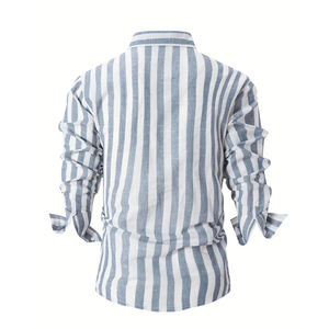 เสื้อเชิ้ตยูนิฟอร์มผู้ชาย ผ้าฝ้ายทวิล 100% ทรงเข้ารูป แขนยาว โรงงาน OEM ขายส่ง - Product Image 2