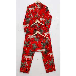 Ensemble de pyjama décontracté de luxe pour femmes, 100% coton, manches longues, imprimé floral numérique, taille élastique, col rabattu, pour le printemps et l'été - Product Image 5