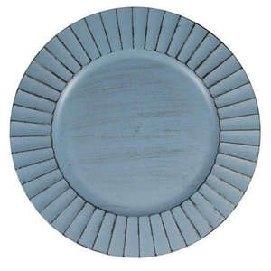 Blue <b>Enamel</b> <b>Dish</b> Charger Plate Table Decorative Dinnerware Serving Platter Floral Design Metal Charger Plates for Hotels - Product Image 4