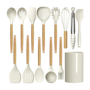 Ensemble d'ustensiles de cuisine en silicone, résistants au lave-vaisselle et au four, faciles à nettoyer, pour ustensiles de cuisine antiadhésifs, ensemble de spatules - Product Image 1