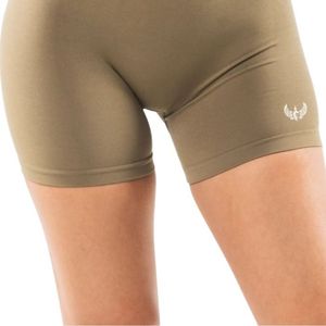 <b>Womens</b> Olive Green High Waist Gymwear <b>Shorts</b> Stretch <b>Compression</b> Workout Fitness Training Athletic Activewear Comfort Wear - Product Image 5