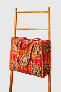 Sac fourre-tout en toile à imprimé tigre rose, style bohème, fermeture ouverte, sac de shopping pour femmes, toutes saisons - Product Image 3