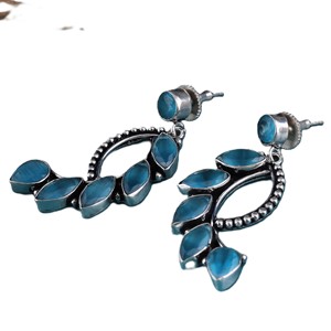 Trusted Supplier Oxidized <b>Silver</b> Blue Stone <b>Dangle</b> <b>Earrings</b> for Women | Bulk Supplier Jewelry Direct Factory Manufacturer - Product Image 3