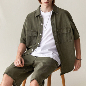 Nouvel ensemble de shorts pour hommes, texture denim, respirant, 100% coton, style décontracté, style streetwear, vêtements d'été, vente en gros - Product Image 4