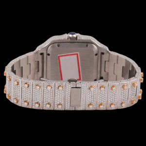 Attractive Design Round Case Glass Hidden Clasp Full Moissanite Diamond Two Tone Fashion Quartz Movement Party Wear <b>Watch</b> - Product Image 2