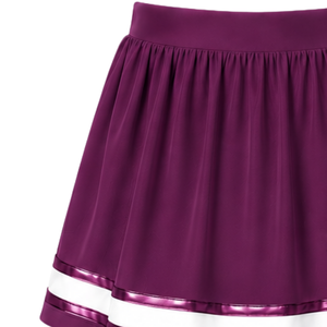 Falda de Animadora Color Borgoña, Falda Deportiva Plisada con Ribete a Rayas, Ropa Deportiva Personalizada para Equipos - Product Image 2