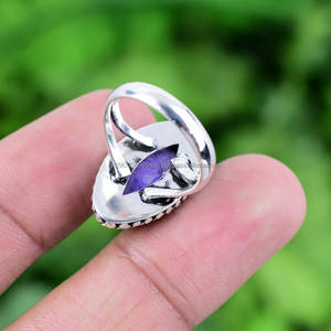925 Sterling Silver <b>Statement</b> <b>Ring</b> with Purple Charoite Handmade Classic Style Jewelry Birthday or Anniversary Gift for Women - Product Image 2