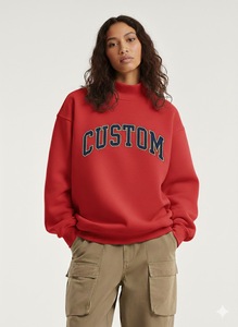 Sudadera de lujo para mujer con capucha y cuello simulado, de gran tamaño, de felpa gruesa, con hombros caídos, personalizada con logo, de alta calidad, para otoño. - Product Image 3