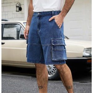 Shorts cargo en jean pour homme ODM, taille haute, délavage moyen, coton, style décontracté d'été avec poches, entièrement personnalisables OEM - Product Image 6