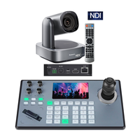 Cámara PTZ Tenveo 1080p60fps con tecnología NDI y alimentación PoE, zoom óptico 20X + pantalla LCD de 5 pulgadas, controlador de teclado con joystick 4D