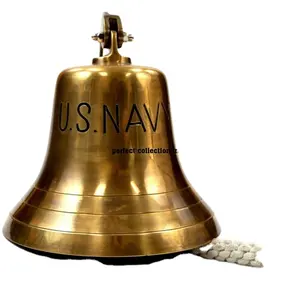 Brass US Navy Ship's Bell 9" Antiqued Finish Nautical Doorbell nautical brass ship bell