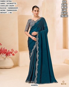 sari color verde azulado real - Product Image 2