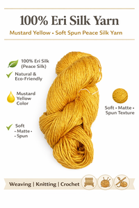 Hilo de Seda Eri Teñido en Amarillo Mostaza, Hilo de Seda Suave para Tejido a Mano, Tejido de Punto y Crochet - Product Image 6