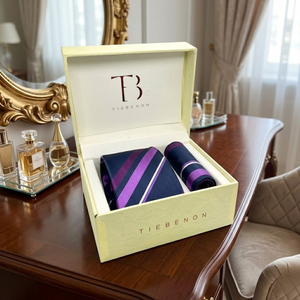 Blue Purple Striped <b>Polyester</b> <b>Tie</b> Combo for Men | Premium Formal Business, Wedding, Party Wear | Stylish Necktie Set India 2026 - Product Image 4