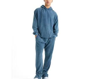 Ensemble de survêtement complet en coton épais 100 %, style rétro délavé à l'acide, comprenant un sweat à capuche oversize et un pantalon de survêtement évasé, conçu pour le streetwear haut de gamme - Product Image 5