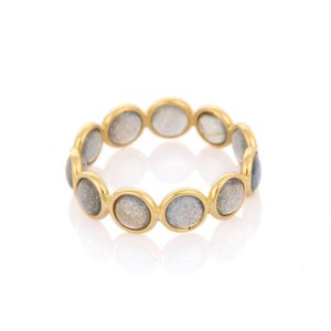 18K Gold Labradorite Eternity Band-<b>Resizable</b> Wedding <b>Ring</b> with Pave Setting - Product Image 6