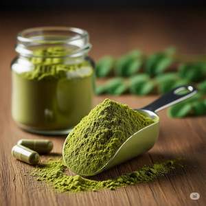 WARRLY Polvo de Hoja de Moringa Natural 99% Puro Extracto Herbal Superalimento Grado Alimenticio Secado por Pulverización Suministro a Granel OEM - Product Image 1