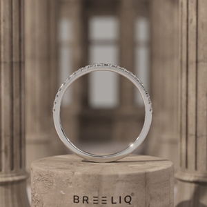 Anillo de Diamantes de Media Eternidad, Oro Sólido de 14K, Diamantes Redondos Cultivados en Laboratorio, Anillo Clásico con Pavé, Joyería de Boda Delgada y Apilable - Product Image 6