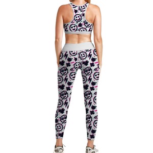 Conjunto de Yoga de 2 Piezas Personalizado para Mujer, Bra Deportivo con Estampado de Estrellas, Leggings de Cintura Alta, Traje Deportivo Sublimado - Product Image 6