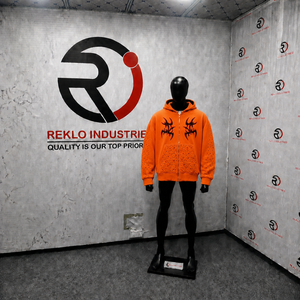 Sweat à capuche zippé 100 % coton épais orange, coupe oversize, style décontracté, vêtement exclusif de qualité supérieure avec coutures soignées - Product Image 3
