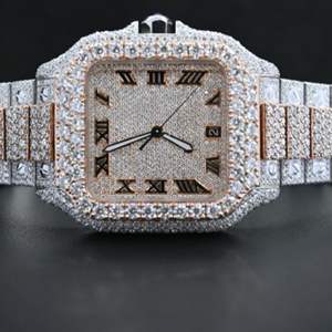 Montre de luxe personnalisée de haute qualité, sertie de diamants de laboratoire, en acier inoxydable, de la meilleure qualité, pour hommes - Product Image 6