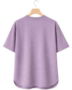 Camiseta Oversize Personalizada Lavanda Empolvada para Hombre, con Dobladillo Curvo, Hombro Caído, Cuello Redondo, Algodón Liso, Estilo Urbano, Verano - Product Image 2