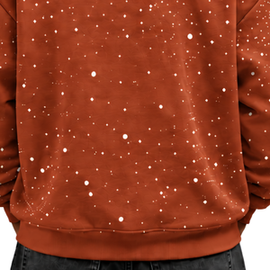 Sudadera con Capucha para Hombre, Estampado Naranja Quemado con Puntos Blancos, Sudadera Holgada de Manga Larga con Cordón Ajustable y Bolsillo Frontal Tipo Canguro - Product Image 6