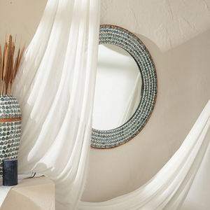 Espejo de pared redondo al por mayor a precio asequible, mosaico de concha de capiz azul natural para decoración del hogar, espejo de nácar. - Product Image 4