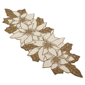 Floral Design Beaded Embroidered Wedding Table Runner for Hotels Banquets and Christmas Decor - Product Image 4
