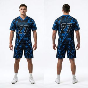 Ensemble d'uniformes de lacrosse en jersey sublimé à motifs étoiles et rayures patriotiques, respirant, en maille polyester, pour équipes - Product Image 6